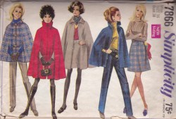 7866 SIMPLICITY 1968 CAPE LENGTHS ZIP OR NOT, BOTTOMS PATTERN 12 34, 16 38"